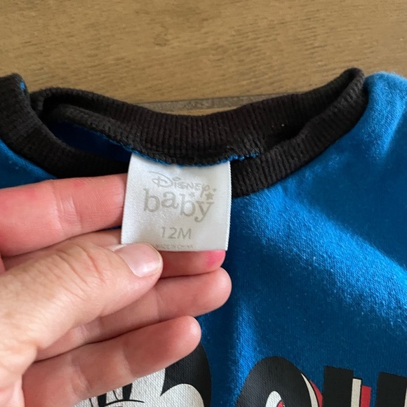 Disney Baby Blue and Black Mickey Mouse Sweatshirt 12 months - Picture 2 of 4